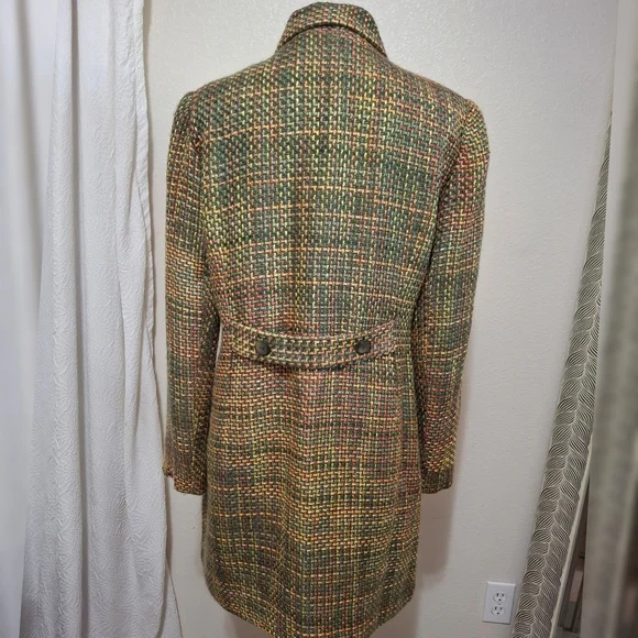 Requirements Multicolor Tweed Trench Coat Sz 8 - Picture 6 of 16